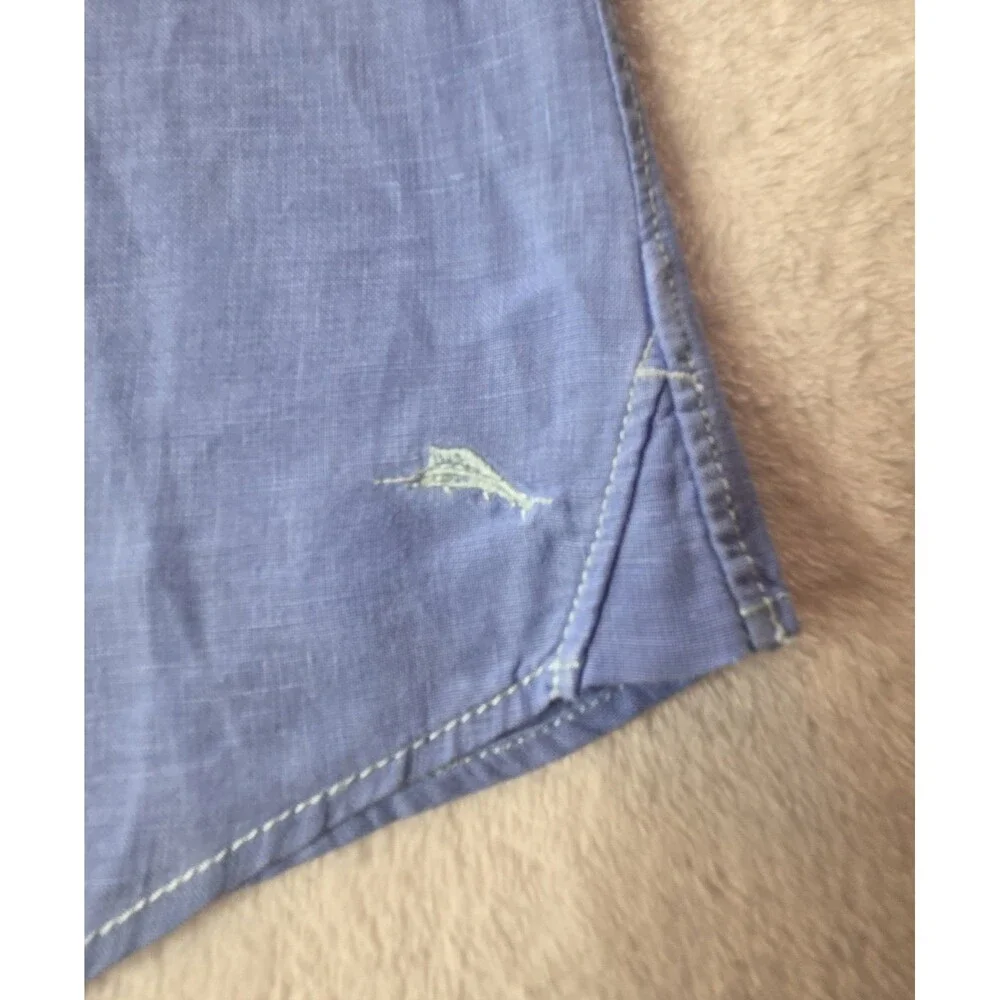 Tommy Bahama Men's Blue 100% Linen Long Sleeve Button Down Medium